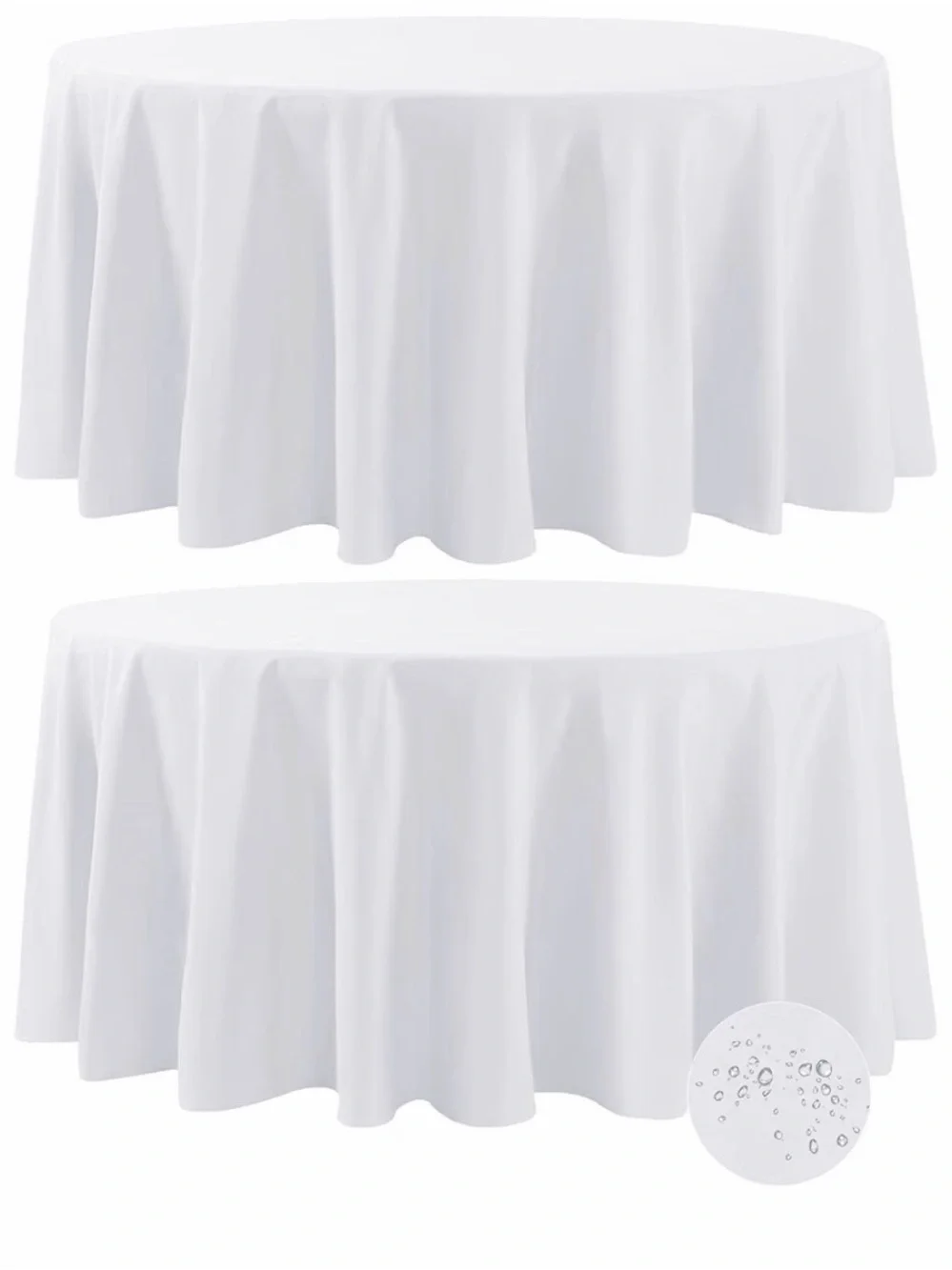 White Water-Resistant Round Tablecloth - Home Dining